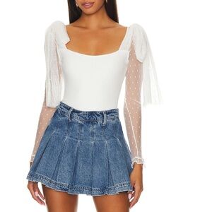 Free People bow Tongue Tied Bodysuit Ivory,Size S